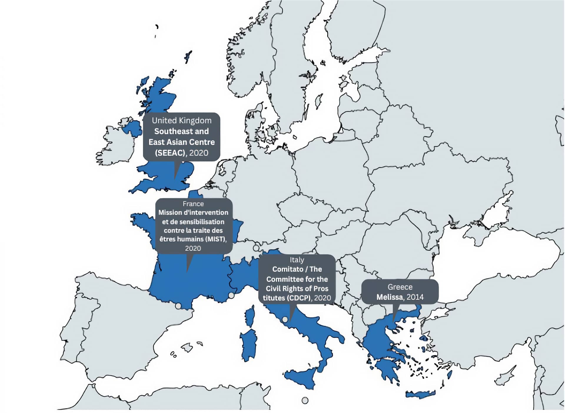 the learning journey partners europe map